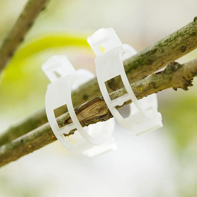 100 Pcs Garden Plant Support Clips, Tomato Clips, Plant Ties, Trellis Clips, Tomato Vine Vegetables Plants Trellis Clips to Grow Upright Makes Plants Healthier (White)