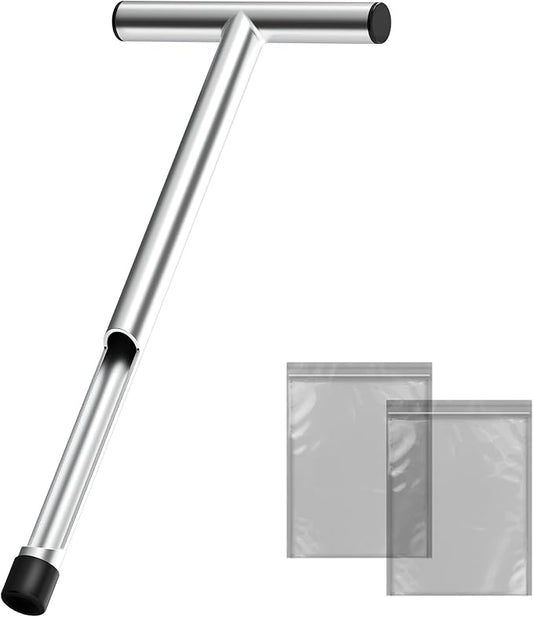 17 Inch Stainless Steel Soil Sampler Probe, Soil Probe for Soil Sampling, T-Style Handle Soil Test Probe, Soil Test Kit for Plant Care, Farm, Lawn Garden