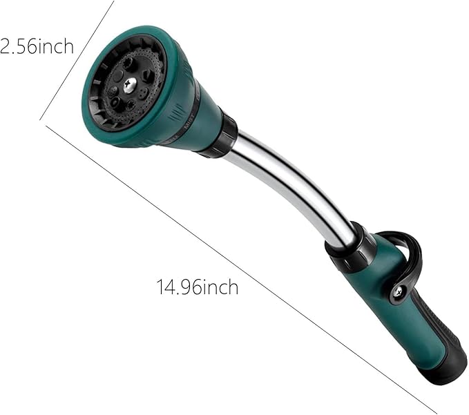 Alloy Watering Wand, Heavy Duty Garden Hose Wand, 15 Inch Hose Nozzle Sprayer with 8 Spray Patterns and Flow Control