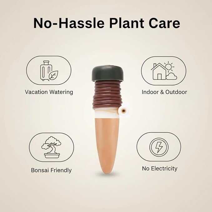 TUKIU 2 Pack Plant Self Watering Stakes, Automatic Watering Terracotta Spikes for Vacation Plant Self Watering Kit for Outdoor & Indoor Use