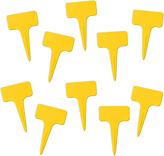 200 Pcs Thick T-Type Plant Labels, 4 Inch Waterproof PP Hard Plastic Garden Markers, Reusable Nursery Tag Stakes for Indoor Outdoor Potted Plants, Seedlings, Flowers, Vegetables & Herbs(Yellow)