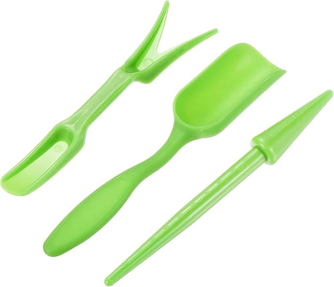 8Pcs Set Mini Garden Shovel Hand Tools Transplanting Potting Tool Set Indoor Soil Spoon Scoop Plastic Kits (Green-8pcs Set)
