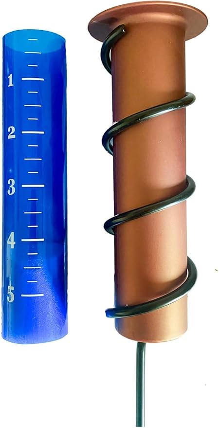 Copper Rain Gauge Outdoor Accurate Rain Gauge Rain Measure Gauge Decorative Rain Gauge Stake for Yard Garden Patio Lawn Orange