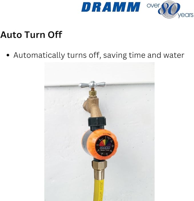 Dramm ColorStorm Premium Water Hose Timer, Mechanical, Turns Water Off Automatically, Up to 120 Minutes of Run Time, Compact for Lawn, Drip, Soaker Hose and Garden, Red (Pack of 6)