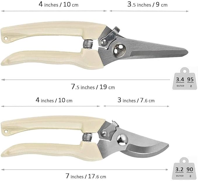 2-Pack Premium Gardening Pruning Shears Set - Includes Straight Blade Scissors & Bypass Pruner - Stainless Steel Blades for Easy Trimming, Cutting Branches, Flowers & Fruits