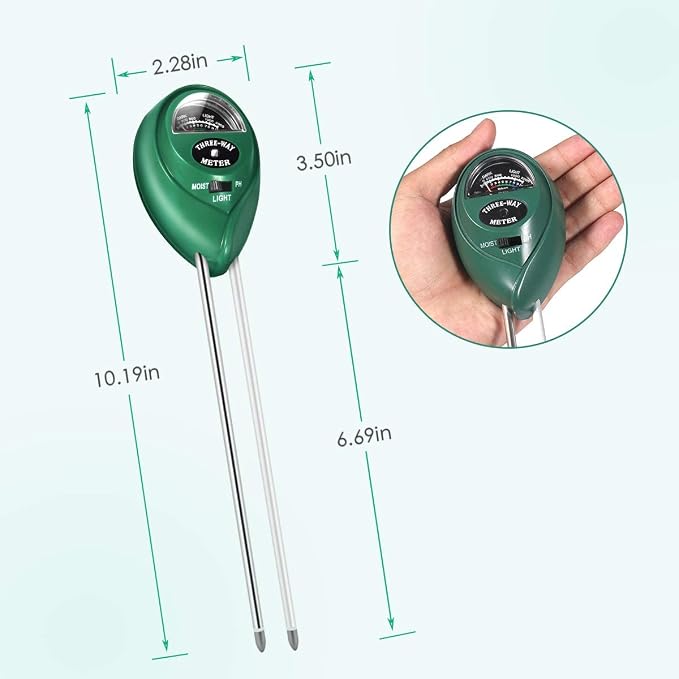 Soil Tester, Soil Moisture/PH/Light Meter Plant Soil Test Kit Indoor Outdoor Use, No Battery Needed Easy to Read Hygrometer Moisture Sensor Water Meter for Potted Plants Trees Lawn Farm Garden