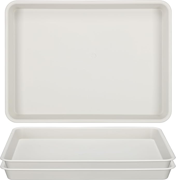 GREANER Rectangle Plant Tray 13 Inch, Beige Seed Starting Trays for Indoor Outdoor Plants, Plastic Plant Saucers for Garden, Windowsill, Greenhouse
