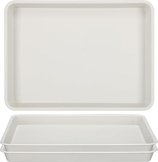 GREANER Rectangle Plant Tray 13 Inch, Beige Seed Starting Trays for Indoor Outdoor Plants, Plastic Plant Saucers for Garden, Windowsill, Greenhouse