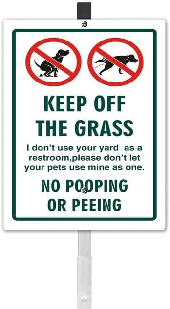 Keep Off The Grass No Pooping Or Peeing Yard Sign With Stake No Dogs Poop Reflective Aluminum Yard Signs Rust Free For Lawn Garden Outdoor Signs (8x12) IN