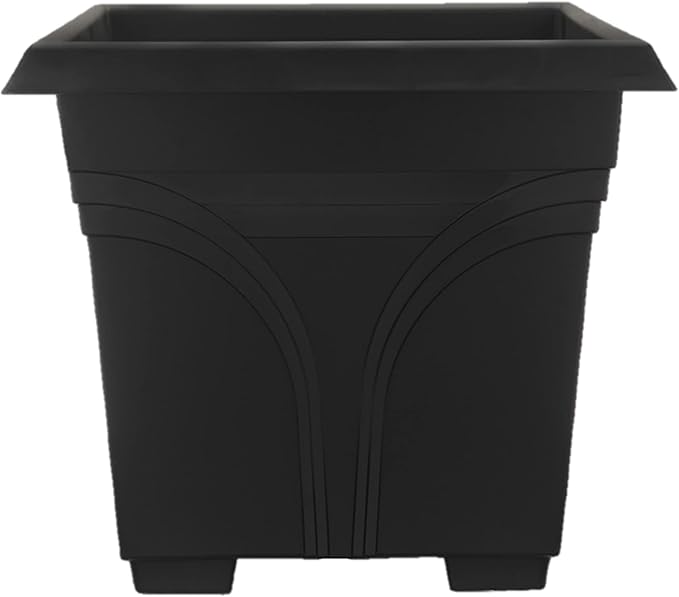 Southern Patio Set of 2 Planter Pots, 36 Inch Rectangular Indoor Outdoor Medallion Hanging Windowsill Garden Box Planters, Black