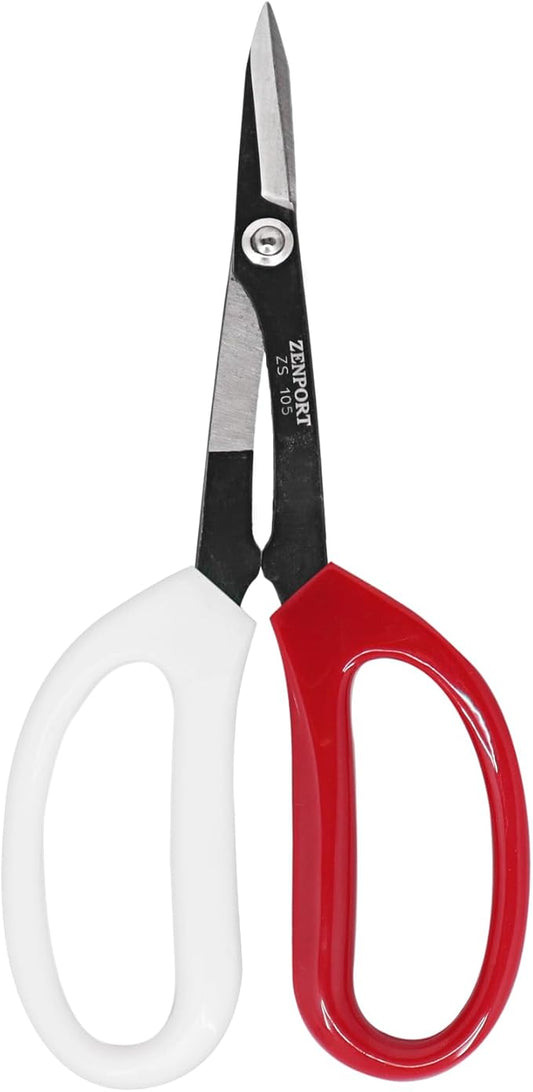 Zenport ZS105 Deluxe Garden Scissors, 6.5-Inch, 1.5 Inch Carbon Steel Blades, Red/White