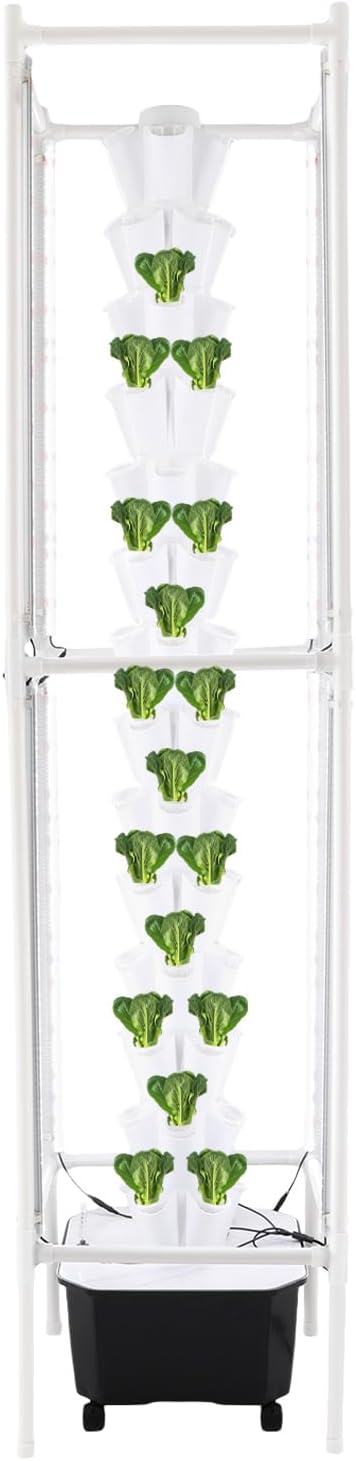 Hydroponics Growing System with LED Grow Lights, 70 Pods 14 Tiers Hydroponic Tower, Vertical Garden Planter with Water Pump & Timer, Hydroponic Germination Kit for Herbs, Fruits, Vegetables
