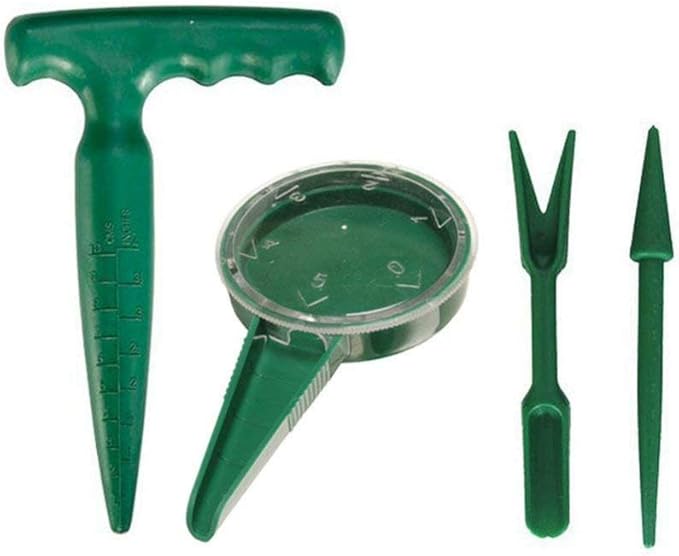 AKOAK 4 Pack Mini Garden Hand Tool Plant Sets - Garden Plant Flower Seed Dispenser,Seed Sower,Garden Seedlings Dibber and Widger for Garden Greenhouse