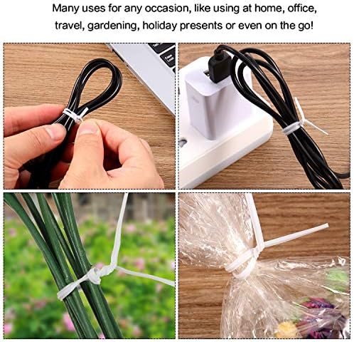 WILLBOND 200 Pcs Garden Plastic Twist Tie for Garland, 4.72'' Decorative Tree Twist Tie for Wreath Banister Reusable Plant Support, Wire Cords Garden Plastic Gifts Bags(White)