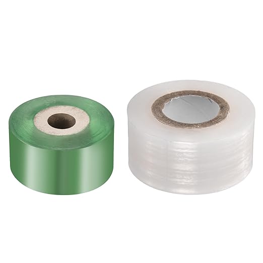HARFINGTON 2 Rolls Fruit Tree Grafting Tape 2.5CM 3CM Width 100M Length PE Stretchable Garden Grafting Tool Plants Self Adhesive Floristry Film for Floral Tree and Poly Budding, Green White