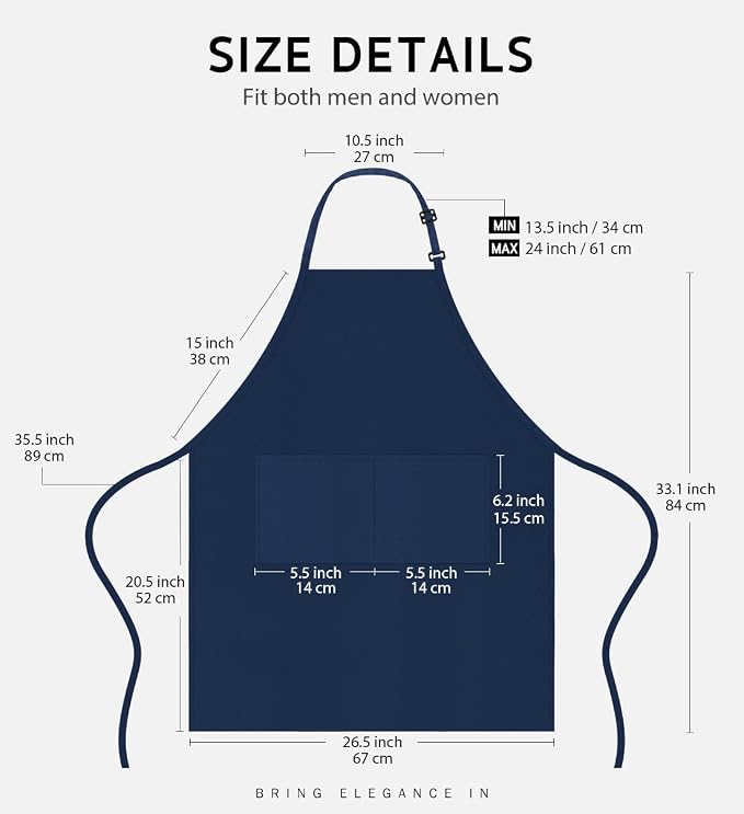 Syntus Apron for Men Women, Adjustable Cooking Kitchen Chef Aprons with 2 Pockets