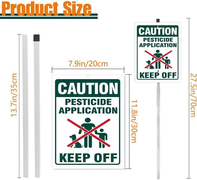 Caution Pesticide Application Keep Off Yard Sign With Stake Keep Off Grass Chemical Reflective Aluminum Yard Signs Rust Free For Lawn Garden Outdoor Signs (8x12) IN