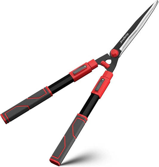 Telescopic Hedge Shears SK5 Carbon Steel Blades, Anti-Rust Coating, Lightweight Garden Clippers for Trimming Hedges, Shrubs & Bushes,Ergonomic Non-Slip Handles