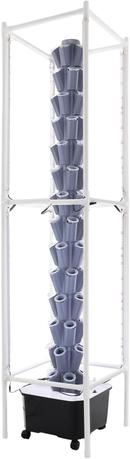 Hydroponics Growing System with LED Grow Lights, 70 Pods 14 Tiers Hydroponic Tower, Vertical Garden Planter with Water Pump & Timer, Hydroponic Germination Kit for Gardening Lover