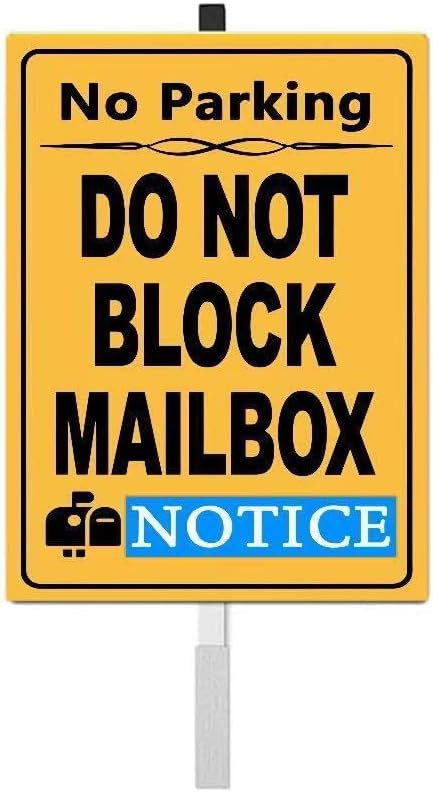 Do Not Block Mailbox Parking Yard Sign with Stakes,Rust Free Aluminum(8 * 12in),No Parking In Front of Mailbox Sign,No Truck Warning Road Signs