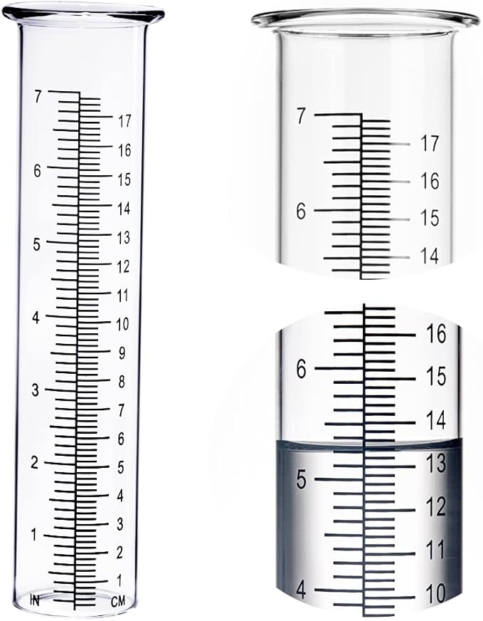 BIUWING 7 inch Rain Gauge Replacement Tube Glass for Yard Garden and Outdoor Home, with Tube Brush, Best Rated,2 Packs