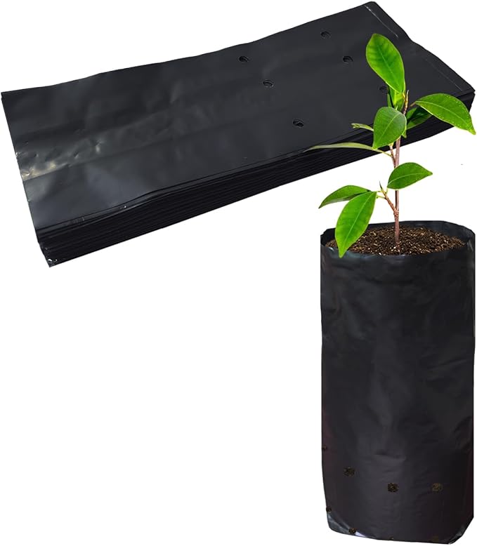 Belit Nursery Growing Bags, 100 Pcs Black Plastic Seedling Pots for Gardening Seed Plant Bags, Fruit Tree Seedling, Starting saplings(5.7"x9.5")