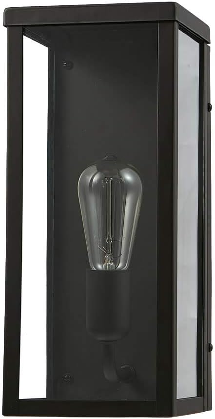 Globe Electric 44199 Donald 1-Light Outdoor Indoor Wall Sconce, Bronze, Clear Glass Shade, Bulb Included