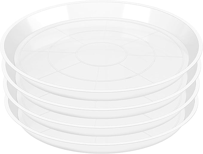 OUPSAUI 4 Pack Clear Plant Saucer 4 6 8 10 12 14 16 18 20 22 Inch Plant Trays for Pots, Plastic Extra Large Planter Saucers for Outdoors Indoors, Drip Catcher Water Tray for Plants (4 Inch)