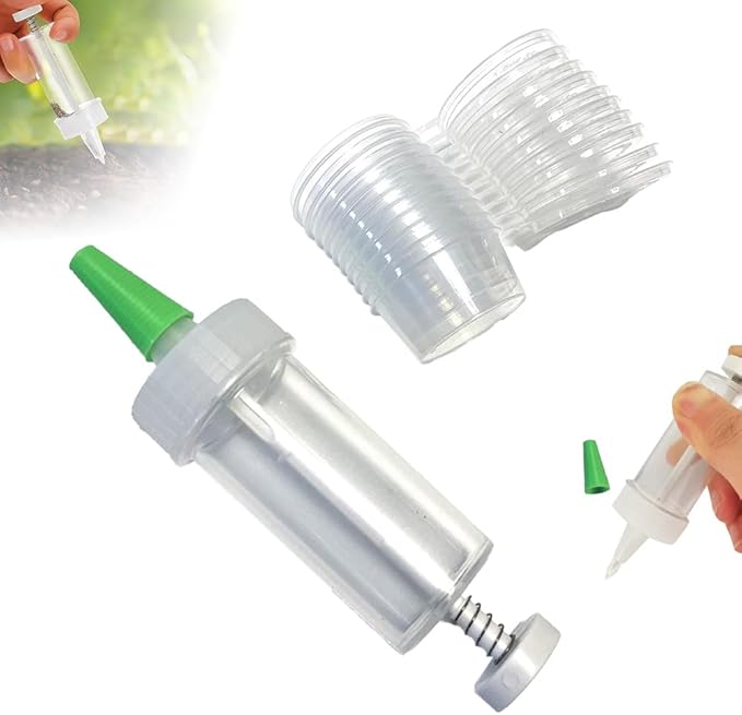 JUDUNA 2025 New Mini Seed Spreader, Mini Sowing Seed Dispenser Seed Planter Tool, Hand-held Manual Seedlings Dibber and Widger Set, Small Seed Planter Tool for Garden (B)