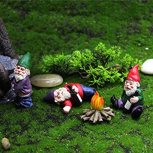 Garden Gnomes Outdoor Statue, 𝗗𝗿𝘂𝗻𝗸 Resin Gnomes Figurines, Small Gnome Gifts Decorations for Yard Home Patio Yard Lawn Balcony Porch Patio Desks Ornament, 4Pcs Set