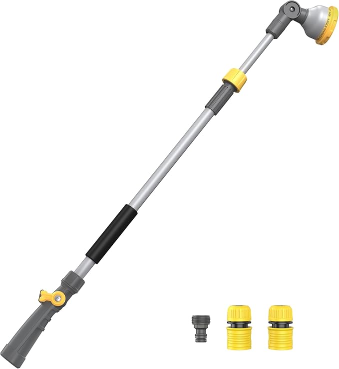 VOXON Watering Wand for Garden Hose, Adjustable 29–43 Inch Watering Wand with 10 Spray Patterns & 180° Swivel Head, Thumb Flow Control, for Hanging Baskets, High Shrubs & Patio Plants