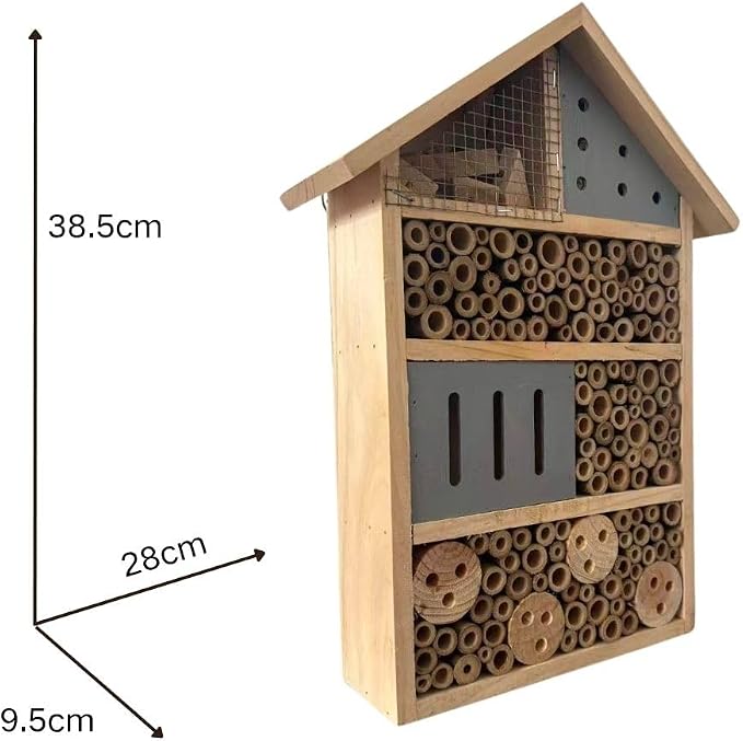 Lovebirds Natural Wooden Insect House, Cottage-Style bee Houses for the Garden - Weatherproof Insect Hotel Garden Decor for Backyard/Patio