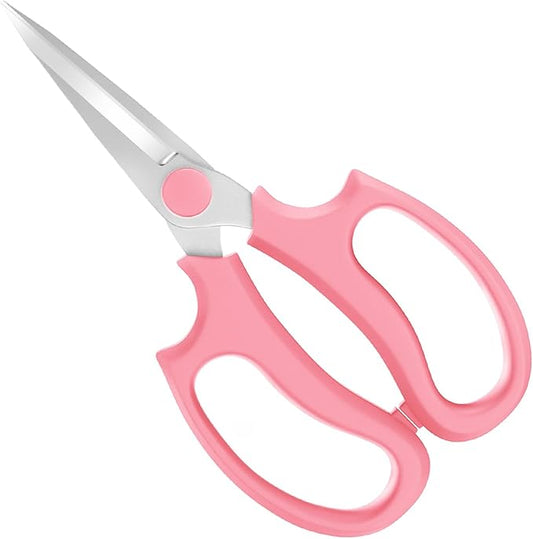 Housolution Flower Scissors, Strong Floral Shears, Premium Steel Pointed Garden Pruning Shears Floral Fruits Leaf Scissors Hand Pruner Snip Trimming Tool for Gardening Flower Arrangement, Pink