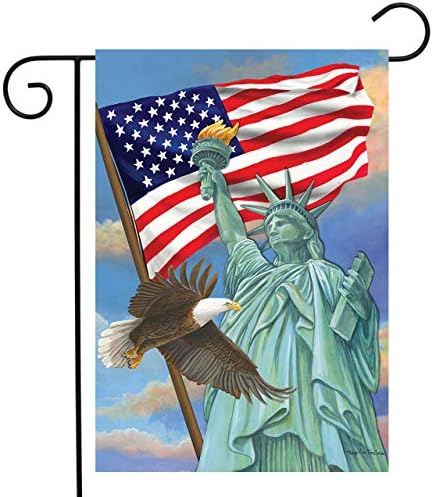 Symbols of Freedom Patriotic Garden Flag Statue of Liberty Eagle 12.5" x 18"
