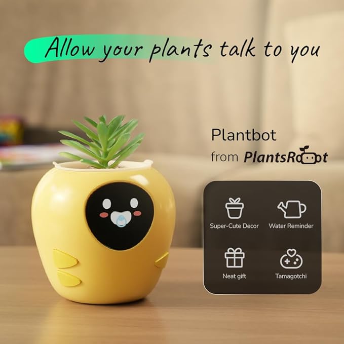 New 2026 Ai Smart Planter – Extra Large Interactive Plant Pot, Pet Plantagotchi, robot, Leafypod and Plantiboy, Robot Flower Pot with Feelings, Indoor Flowerpot with Water, Digital Gifts (White)