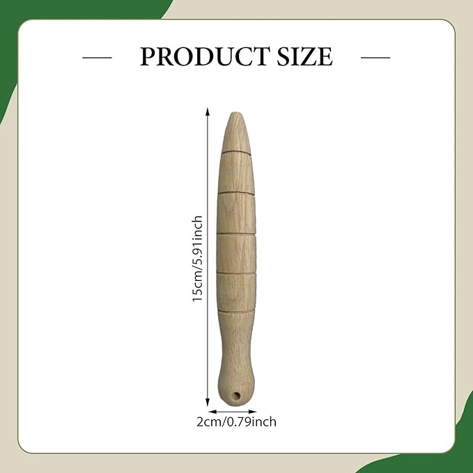 Wooden Seed Dibber with Measurement Handheld Ergonomic Round Handle Quick Efficient Seed Planter Tool Tapered Gauge- Beige