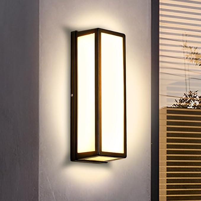 LED Aluminum Wall Sconce Waterproof Outdoor Wall Light,Modern Porch Wall Light (Large Rectangle-50W)
