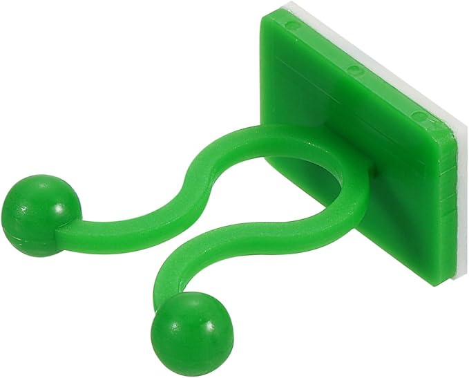 uxcell 100Pcs Plant Climbing Wall Fixture Clips, Plant Fixer Self-Adhesive Hooks Wire Fixing Supporting for Indoor Outdoor Decoration and Cable Wire Fixing (Green, 8mm/0.31")