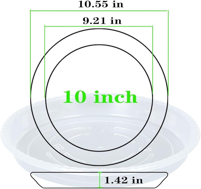 OVZILKI Plant Saucer 6 Pack of 10 inch, Clear Plastic Flower Plant Pot Saucer, Heavy Duty Plant Drip Trays Saucers for Indoor, Plant Water Tray for Planters