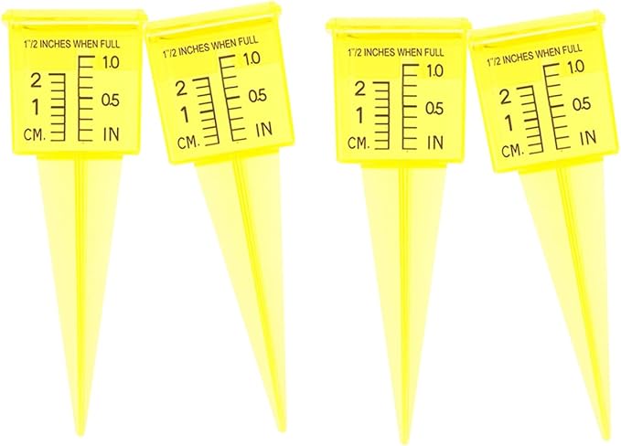 Toyvian Heavy Duty Outdoor Rain Gauge Accurate Plastic Rainfall Measuring Device for Garden Yard Lawn 2-Pack Yellow Rain Gauges with Clear Scale Easy Installation for Weather Monitoring