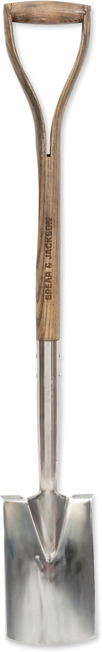 Spear & Jackson Traditional Stainless Border Spade, Mirror-Polished Stainless Steel Head, Weatherproofed Hardwood Shaft, Ergonomic Wishbone Handle