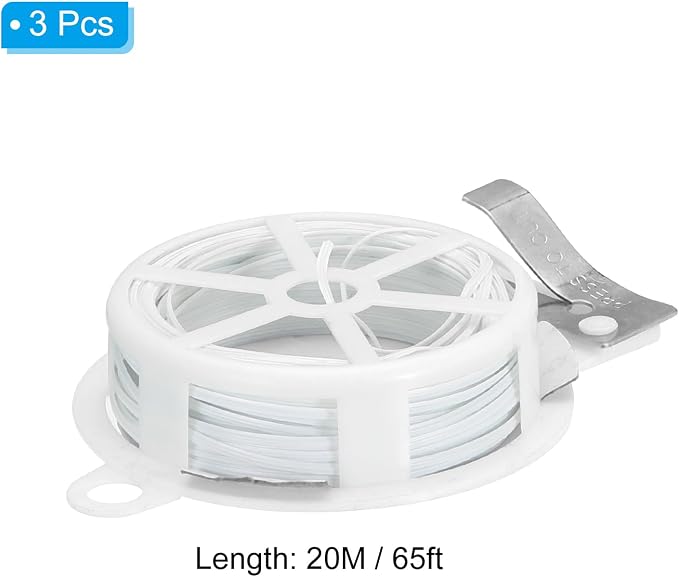 PATIKIL 65ft/20M Twist Ties, 3 Pack PE Garden Plant Ties with Cutter Reusable for Gardening Climbing Vines Office Home Cable Organizing, White