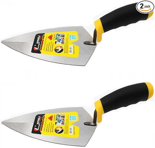 2 Pcs Pointing Trowel Masonry Hand Tool, 7"Trowel with Soft Grip Handle, Margin Trowel for Bricklaying