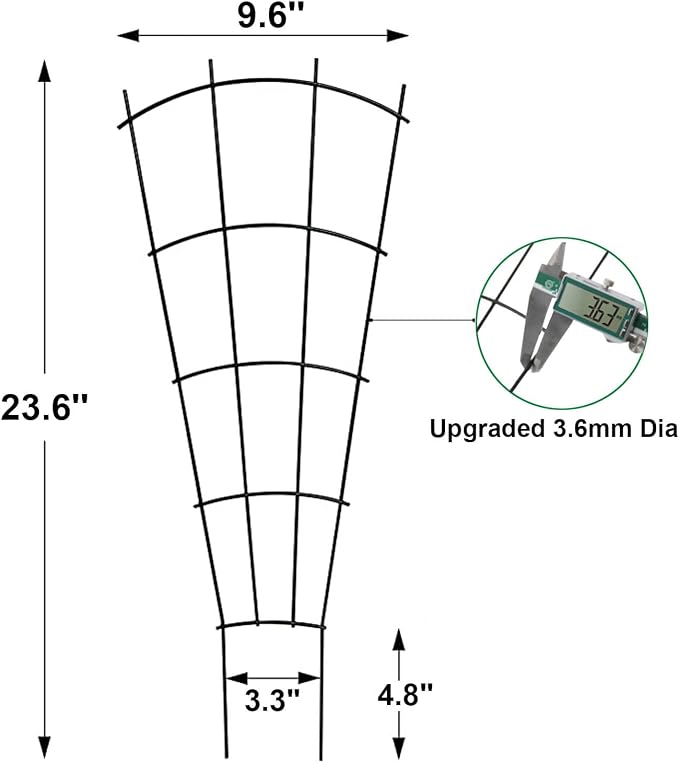 Mklsit 4 Pack 23'' Plant Trellis for Potted Climbing Plants Indoor, Outdoor Metal Garden Trellis for Climbing Plants Houseplants Flowers Vine Ivy, Fan Shape, Black