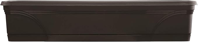Southern Patio Set of 2 Planter Pots, 36 Inch Rectangular Indoor Outdoor Medallion Hanging Windowsill Garden Box Planters, Black