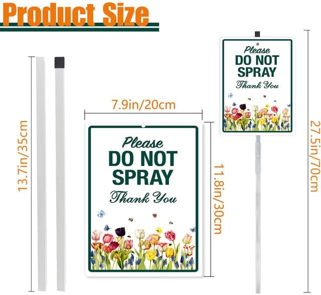 Please Do Not Spray Thank You Yard Sign With Stake No Spray Zone Reflective Aluminum Lawn Signs Signs Rust Free Pollinator Wildflowers Garden Signs (8x12) IN