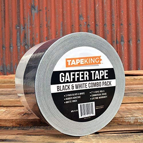 Tape King Gaffers Tape (Black & White) | 2 Inch Wide x 30 Yards Per Roll (180 Ft) Pro Gaff Tape | Durable Cloth Matte Black Tape with Strong Rubber Adhesive for Events, Cables, and Decorations (2 Pcs)
