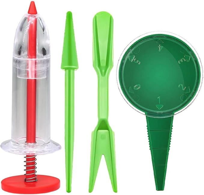 6Pcs Mini Sowing Seed Dispenser,Planter Tool, Handheld Seed Planter, Seed Sower Tool, Garden Seed Planter,Small Seed Spreader with Seedlings Dibber Widger for Spreaders Gardening and Lawn Care