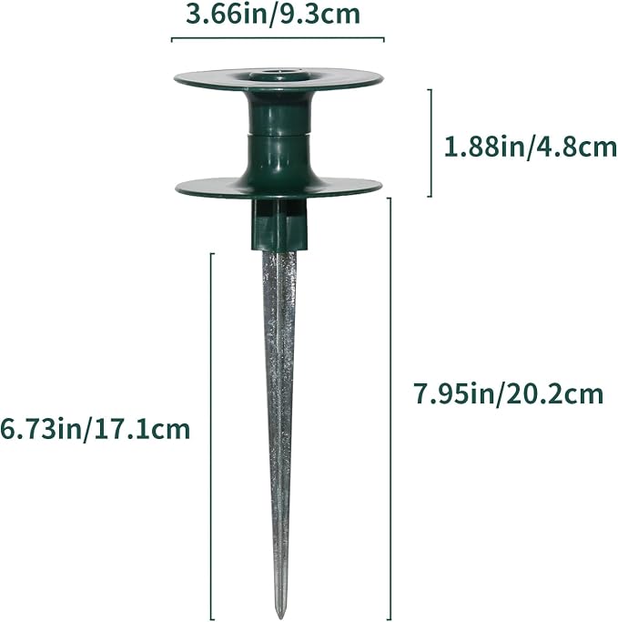 6 Pcs Garden Hose Guide on Spike, Guides Water Hoses Guide on Zinced Spike Hose Guard for Plant Protection Garden Hose Rust Sturdy Metal Stake Heavy Duty Dark Green Spin Top