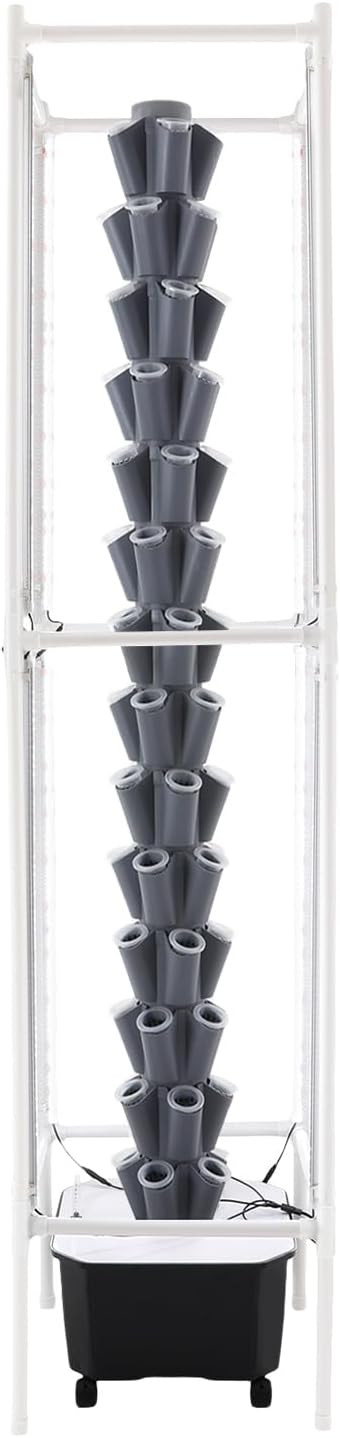 Hydroponics Growing System with LED Grow Lights, 70 Pods 14 Tiers Hydroponic Tower, Vertical Garden Planter with Water Pump & Timer, Hydroponic Germination Kit for Gardening Lover